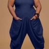 Jumpsuits & Rompers female | Fashion Plus Size Solid Color Suspender Jumpsuit