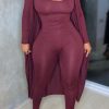 2-Pieces female | Casual Solid Color Jumpsuit Cardigan Two Piece