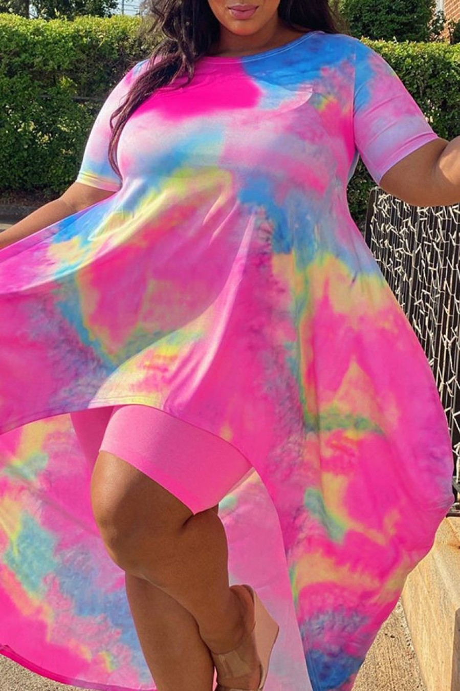 2-Pieces female | Plus Size Irregular Tie-Dye Two-Piece Set