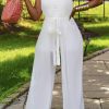 Jumpsuits & Rompers female | Sexy Cross Front Lace Up Mesh Jumpsuit