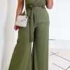 Jumpsuits & Rompers female | Casual Solid Color Lace Up Plus Size Jumpsuits