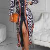 Dresses female | Fashion Button-Up Shirt Cardigan Dress Leopard Print