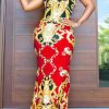 Dresses female | Plus Size Strapless Floral Print Bodycon Maxi Dress