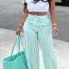 Bottoms female | Trendy Multicolor Striped Wide Leg Pants