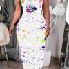 Dresses female | Urban Splash-Ink Elements Color-Blocking Lip Print Dress Plus Size