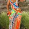 Dresses female | Fashion Gradient Printed Sling Maxi Dress