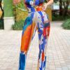 Jumpsuits & Rompers female | Stylish Sling Tie-Dye Wide-Leg Jumpsuit Multicolor