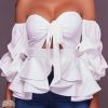 Tops & Outerwear female | Elegant Irregular Ruffled Knotted T-Shirt