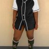 Tops & Outerwear female | Short Sleeve Baseball Jersey Paneled Sports Shirt