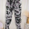 Bottoms female | Casual Sports Camouflage Basic Regular High Rise Trousers Pink