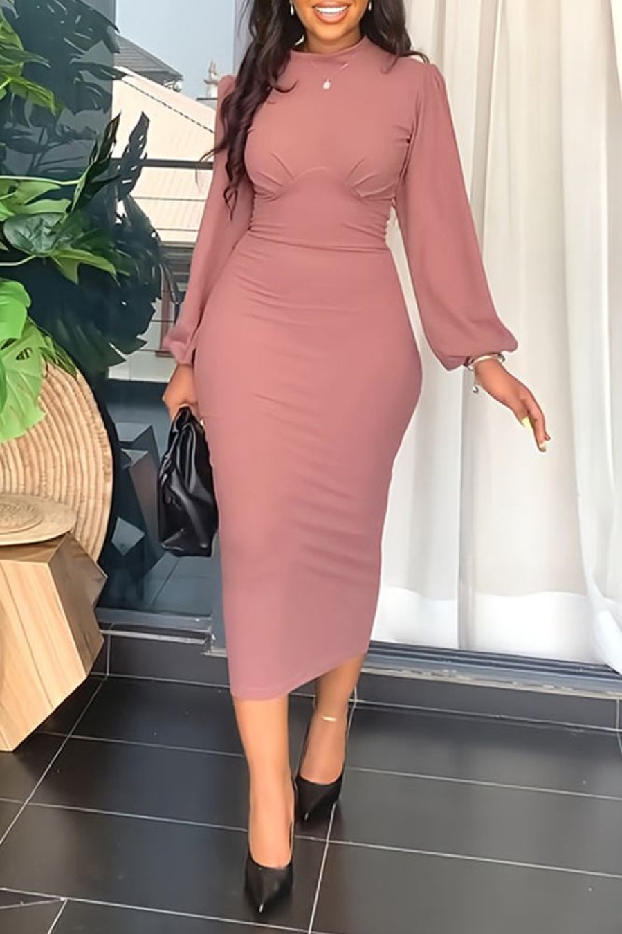 Dresses female | Chic Turtleneck Bodycon Midi Dress