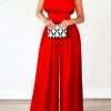 Jumpsuits & Rompers female | Fashion Wide Leg Pants Solid Color Turtleneck Sleeveless Waist Jumpsuit