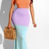 Dresses female | Colorblock Patchwork Slim Fit Maxi Dress