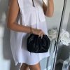 Dresses female | Simple Sleeveless Pocket Shirt Collar Mini Dress