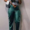 Bottoms female | Fashionable 3D Pocket Deep V Stretch Pants