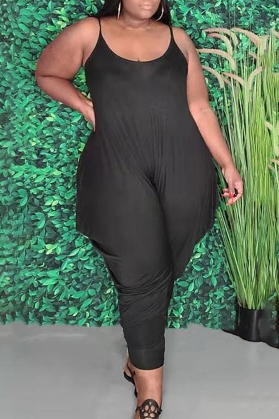 Jumpsuits & Rompers female | Casual Plus Size Solid Color Sling Harem Jumpsuit