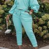 2-Pieces female | Casual Bating Sleeve Solid Color Round Neck Pant Suits