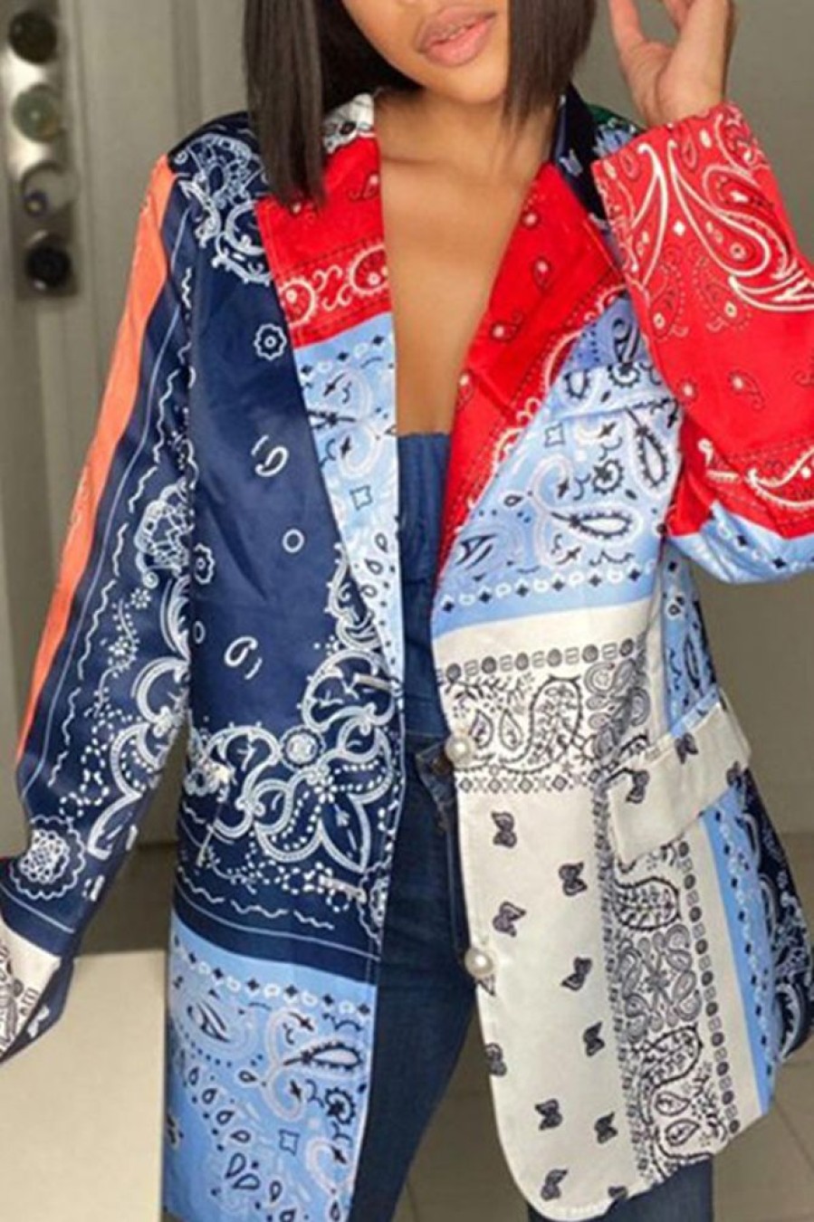 Tops & Outerwear female | Fashion Casual New Paisley Print Blazer Multicolor