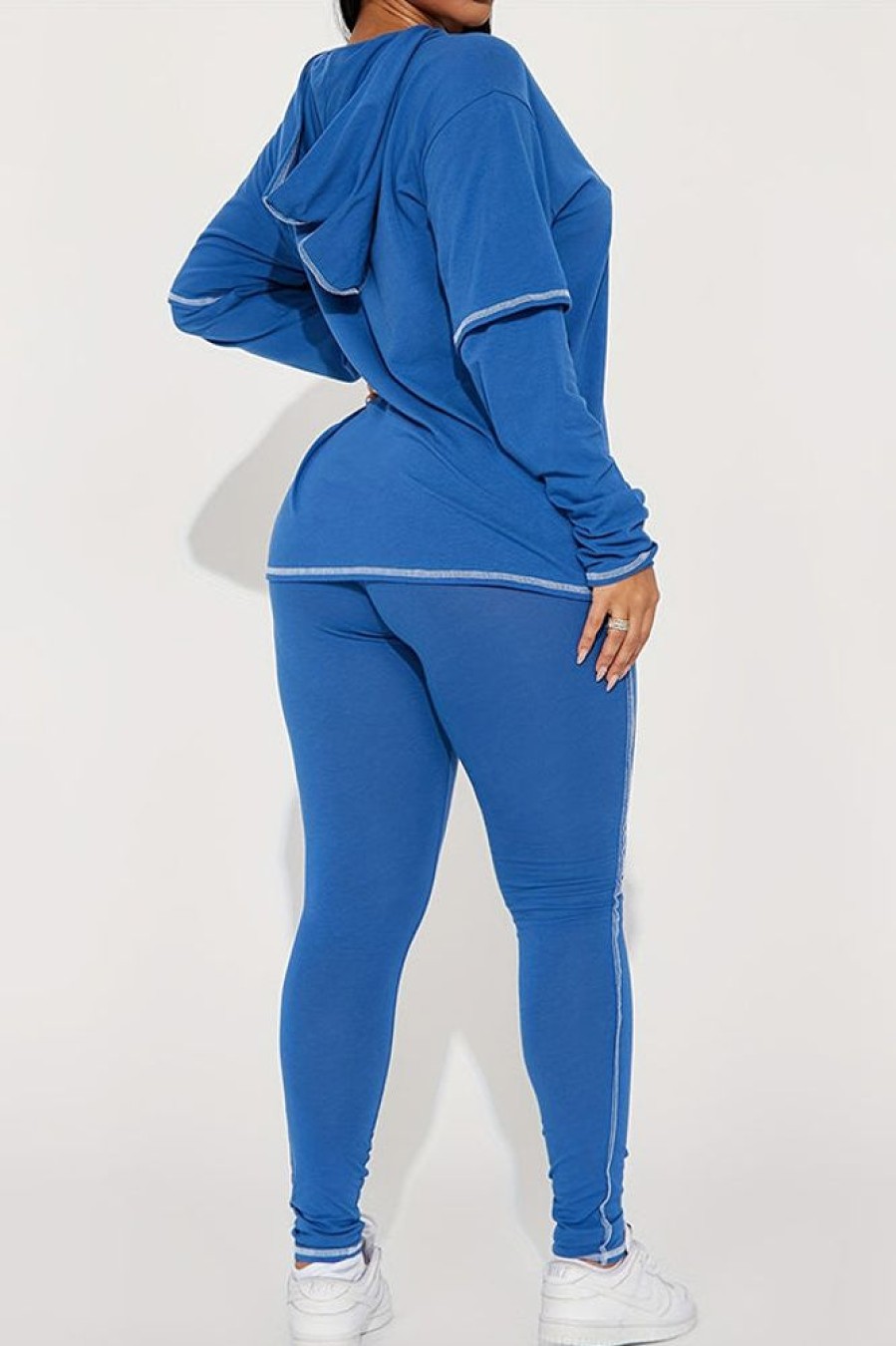 2-Pieces female | New Style Casual Sports Long-Sleeved Trousers Suit Blue