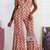 Jumpsuits & Rompers female | Sexy V Neck Open Back Flared Jumpsuit