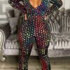 Jumpsuits & Rompers female | Multi Geo Print Puff Sleeve Flared Jumpsuit Multicolor