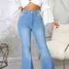 Bottoms female | Temperament High Waist Solid Color Fla Jeans