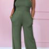 Jumpsuits & Rompers female | Summer Solid Pocket Straight-Leg Jumpsuit