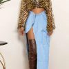 Bottoms female | Statement Ripped High Slit Pocket Denim Maxi Skirt