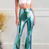 Bottoms female | Colorful High-Waisted Gradient Fish Scale Flared Pants Green