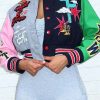 Tops & Outerwear female | Casual Printed Color Block Snaps Baseball Uniform Multicolor