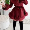 Tops & Outerwear female | Fashion Plus Size Faux Fur Panel Faux Leather A-Line Lace-Up Hooded Coat