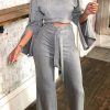 2-Pieces female | Casual Pit Strip Slit Wide Leg Pant Suits