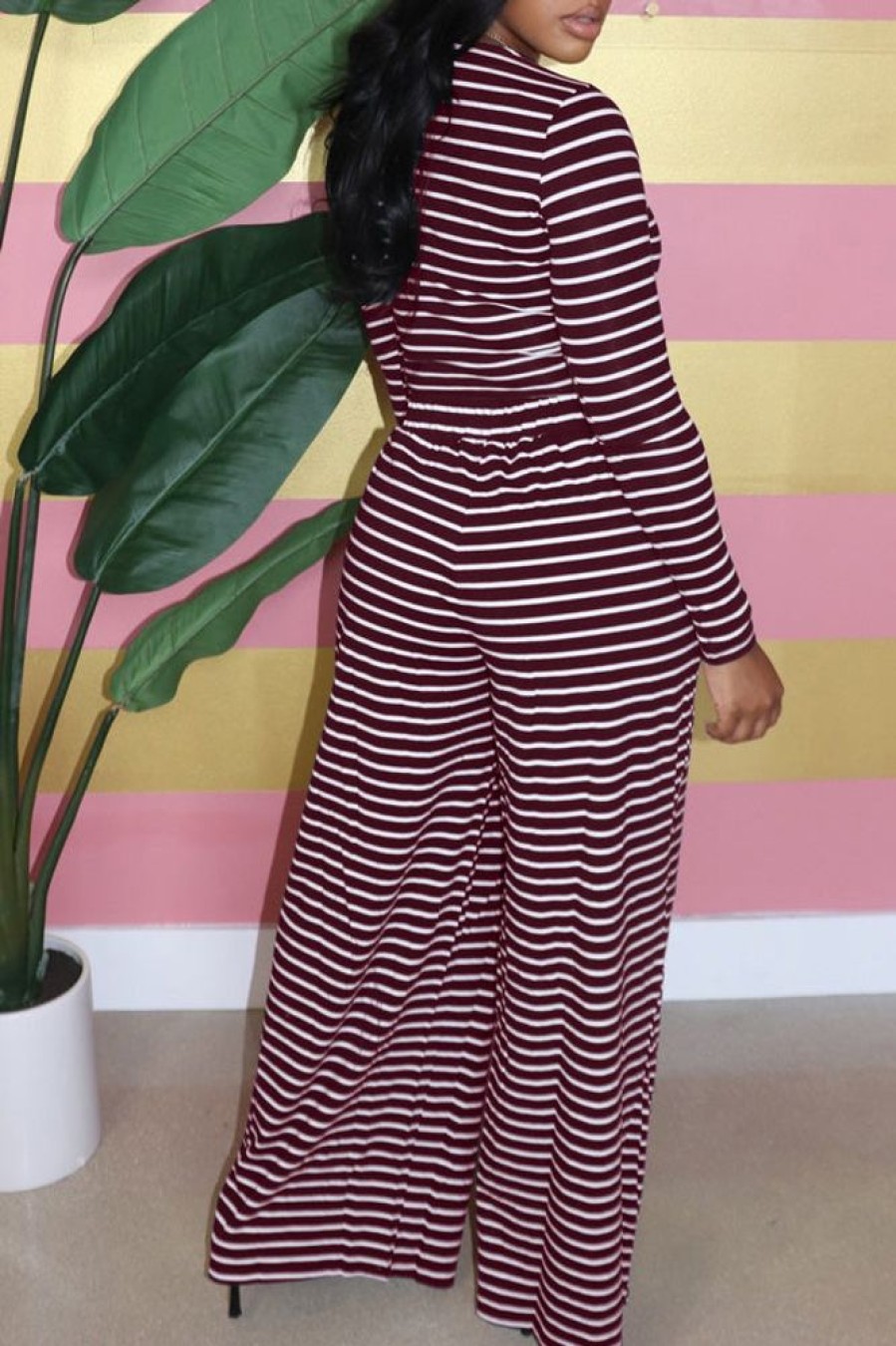 2-Pieces female | Casual Loose Striped Wide-Leg Pants Two-Piece Set