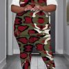 2-Pieces female | Casual Plus Size Print Stitching Solid Color Half Sleeve T-Shirt Print Leggings Set