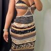 Dresses female | Sexy Leopard Cutout Midi Dress Coffee