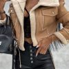 Tops & Outerwear female | Warm Faux Fur Integrated Zipper Drawstring Pocket Stand Collar Short Coat