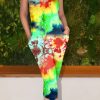 Jumpsuits & Rompers female | Casual Tie Dye V-Neck Sleeveless Pocket Jumpsuit Green