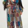 Jumpsuits & Rompers female | Sexy Snake Print Deep V-Neck Plus Size Wide Leg Jumpsuit Snake Skin