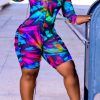 Jumpsuits & Rompers female | Street Fashion Tie Dye Zipper Romper