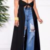 Tops & Outerwear female | Plus Size Irregular Slit Swing Knotted V-Neck Camisole