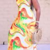 Dresses female | Sexy Printed Halterneck Sleeveless Maxi Dress