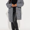 Tops & Outerwear female | Warm Single Breasted Pocket Loose Mid-Length Knitted Cardigan Dark Grey