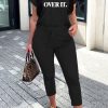 2-Pieces female | Casual Letter Printing V-Neck Pant Suits