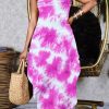 Dresses female | U Collar Fashion Print Sleeveless Loose Maxi Dress