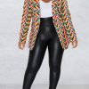 Tops & Outerwear female | Fashion Colorful Print Lapel Long Sleeve Slim Blazer