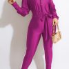 Jumpsuits & Rompers female | Sexy Batwing Sleeve Oblique Collar Lace-Up Slim Stretch Jumpsuits