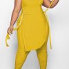 2-Pieces female | Plus Size Sleeveless Side Tie 2 Piece Pants Set