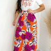 2-Pieces female | Colorful Print Casual T-Shirt Skirt Set Multicolor