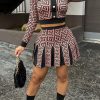 2-Pieces female | Fashion Casual Big Print Miniskirt Two-Piece Set