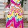 Dresses female | Pretty Tie Dye Long Sleeve Wrap Maxi Dress Purple